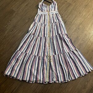 Anthropology Maeve Striped Maxi Dress with Zipper